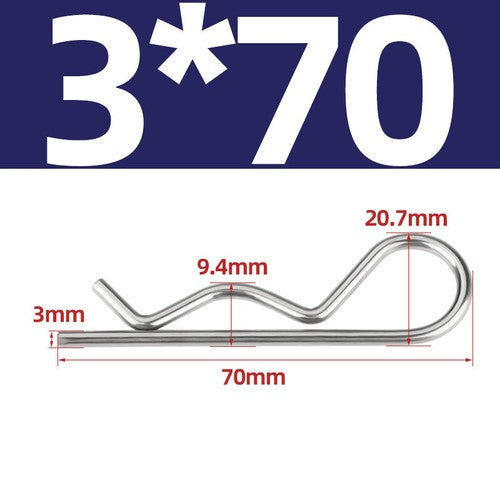 R Clip Stainless Steel 304 A2 Beta Pins 1.0mm 1.2mm 1.5mm 2mm 2.5mm 3mm 4mm 5m
