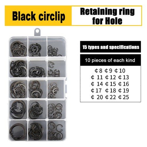 E Clips C Circlip Retaining Ring Stainless Steel Carbon Steel Kit 1.5mm - 48mm Kit - HomeDIYer