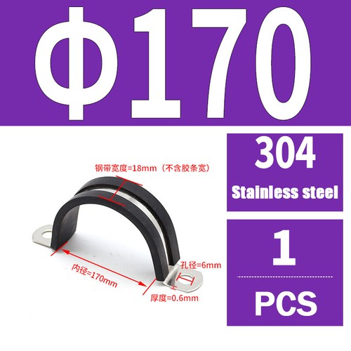Rubber Lined P-Clips Stainless Steel 304 Pipe Clamps Sizes 6mm to 200mm W4