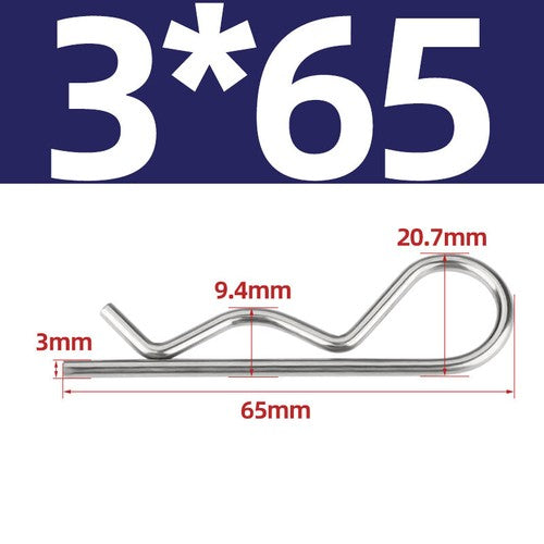 R Clip Stainless Steel 304 A2 Beta Pins 1.0mm 1.2mm 1.5mm 2mm 2.5mm 3mm 4mm 5m