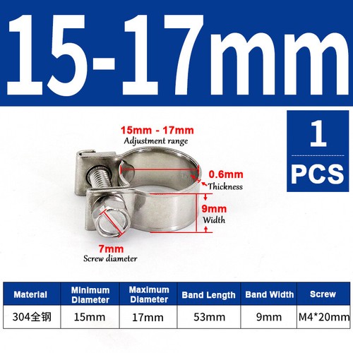 6mm-31mm Mini Hose Clip Jubilee hose Clamps Fuel Line Diesel Petrol Pipe 10 Pack