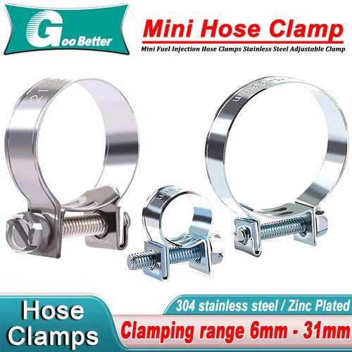 6mm - 31mm Mini Hose Clip Jubilee hose Clamps Fuel Line Diesel Petrol Pipe 10 Pack - HomeDIYer