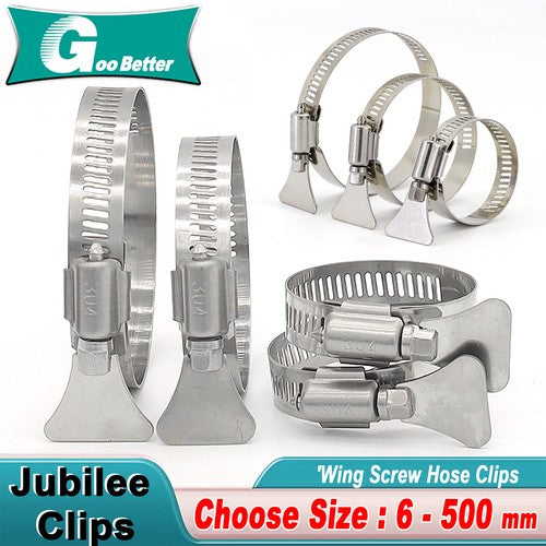 Hose Clamp, Adjustable 6mm-500mm Diameter Hose Clamps With Easy Turn Thumb Screw