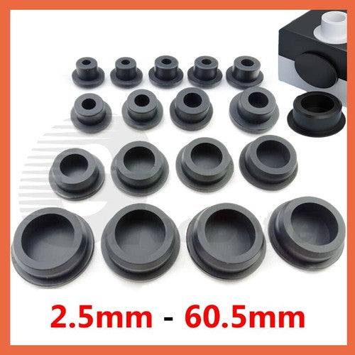 Snap-On Hole Plug Silicone Rubber Blanking Seal Bung Pipe Tube (2.5-60mm) Black