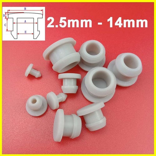 Grey Snap-on Silicone Rubber Hole Plug Blanking End Cap (2.5mm~14mm) Close-up