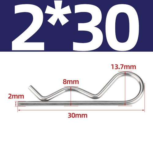 R Clip Stainless Steel 304 A2 Beta Pins 1.0mm 1.2mm 1.5mm 2mm 2.5mm 3mm 4mm 5m