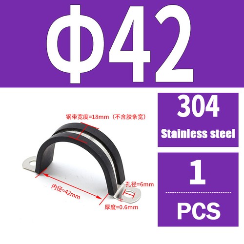 Rubber Lined P-Clips Stainless Steel 304 Pipe Clamps Sizes 6mm to 200mm W4