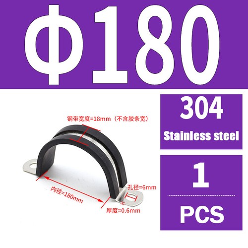 Rubber Lined P-Clips Stainless Steel 304 Pipe Clamps Sizes 6mm to 200mm W4