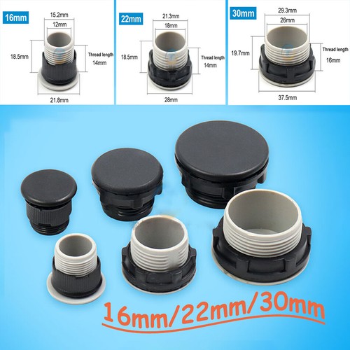 Hole Plugs 16/22/30mm Plastic Inserts Button Panel Blind Stoper Male Black/Grey