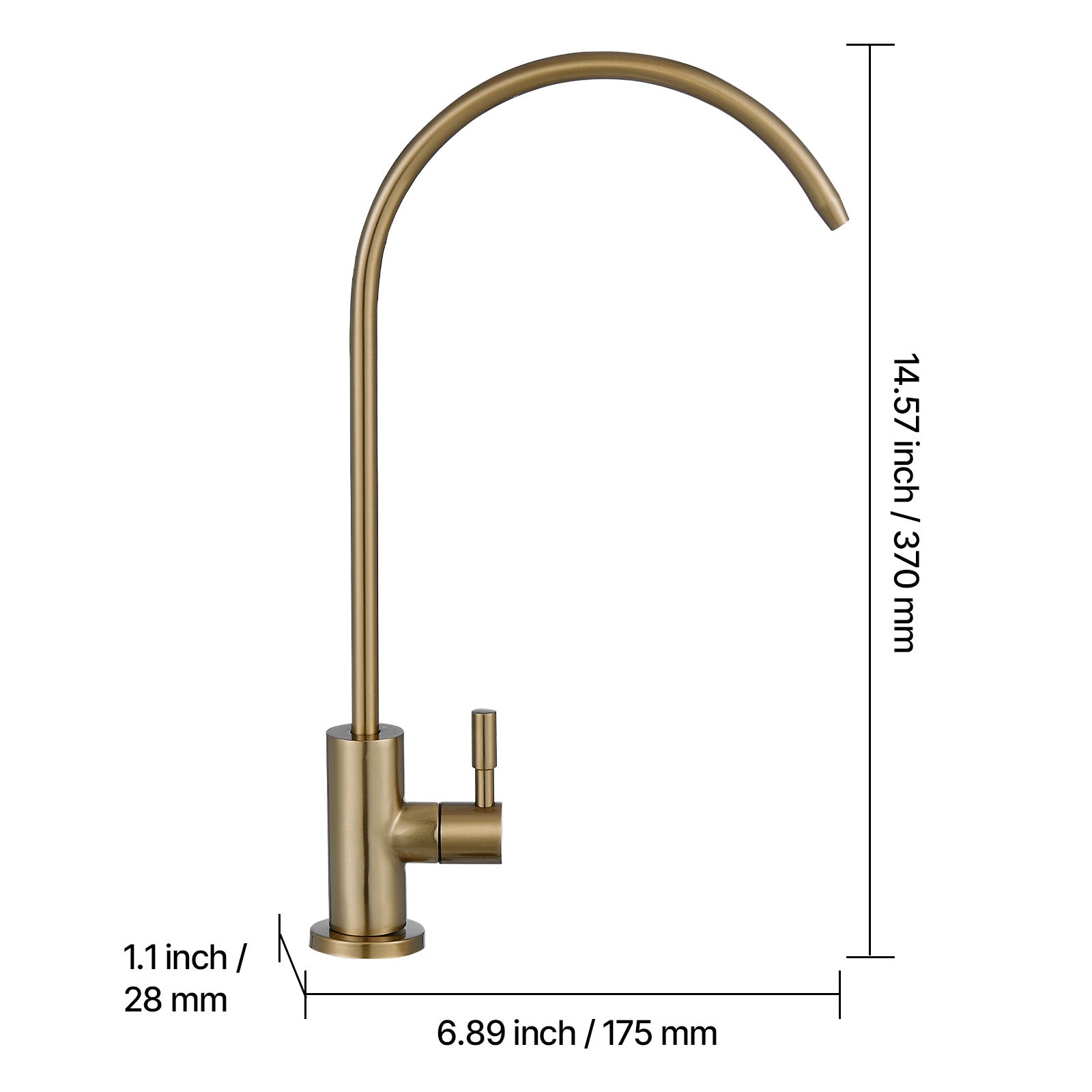Stainless Steel Faucet, Lead-Free Water Purifier Faucet, Filter Water Faucets With Solid Brass Valve, Anti-Rust & Durability Ro Water Faucets For Kitchen, Bar Counter, Cafe Shop, Brushed Gold