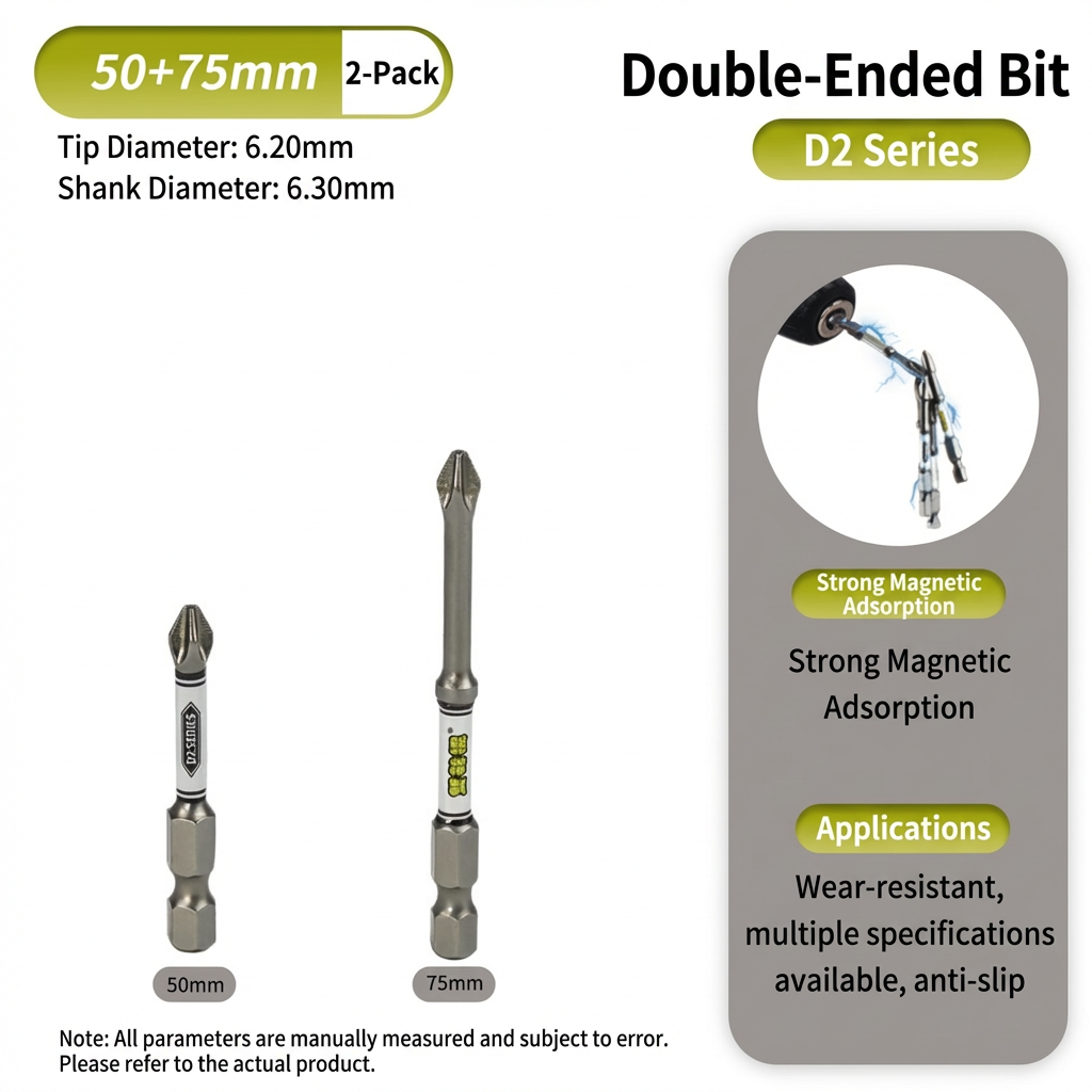 D2 Steel Anti-Slip Magnetic Impact Screwdriver Bits | Nunchaku-Style Single-End Bits
