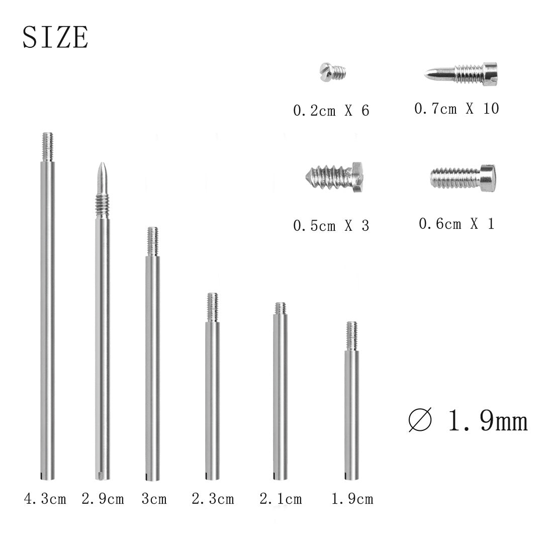 Instrument black pipe repair parts, clarinet maintenance tools, 14 threaded shafts, 20 screws
