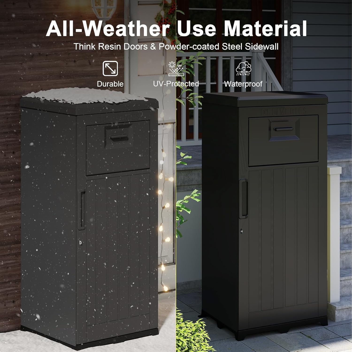 Outdoor Package Delivery Box — Large Lockable Parcel Drop Box, Waterproof & Anti‑Theft, Black