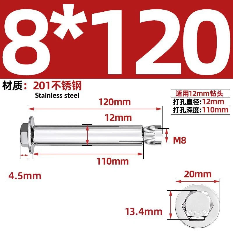 Stainless Steel Masonry Concrete Expansion Anchor Bolt — M6 M8 M10 M12 M16 | 304 & 201 SS