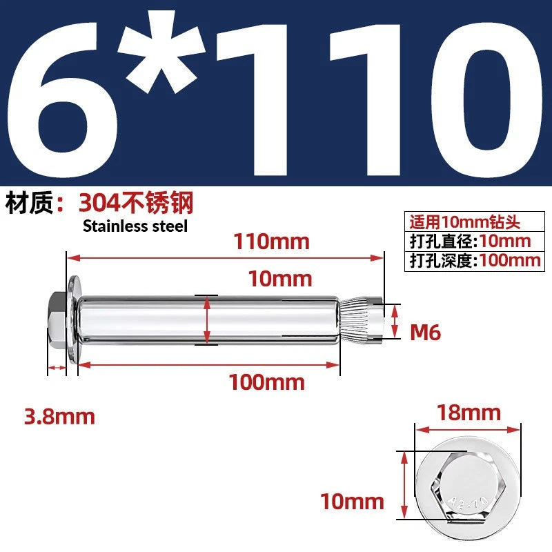 Stainless Steel Masonry Concrete Expansion Anchor Bolt — M6 M8 M10 M12 M16 | 304 & 201 SS