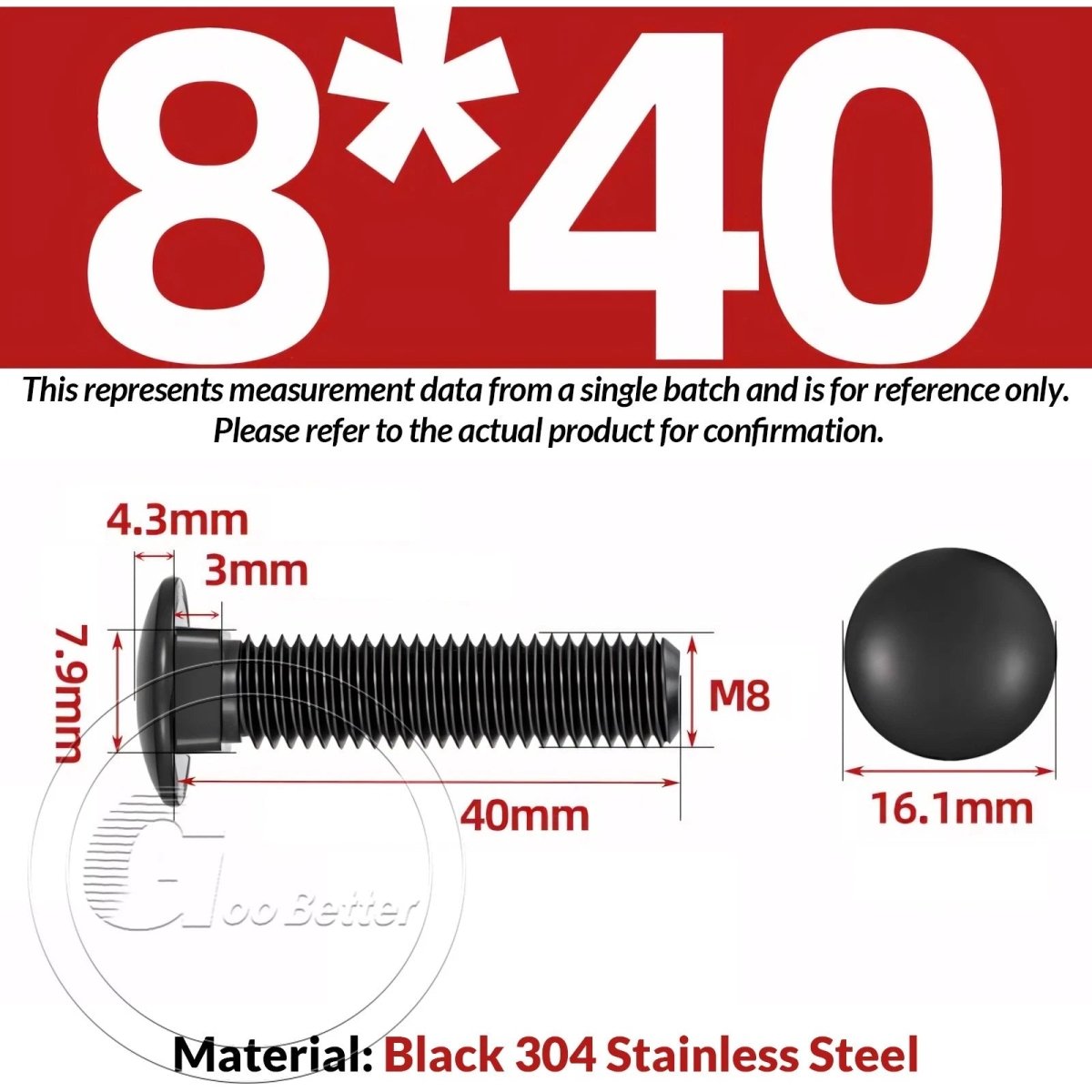 M8 M10 M12 Carriage Bolts – Cup Square Domed Head, Black A2 - 70 Stainless Steel - HomeDIYer