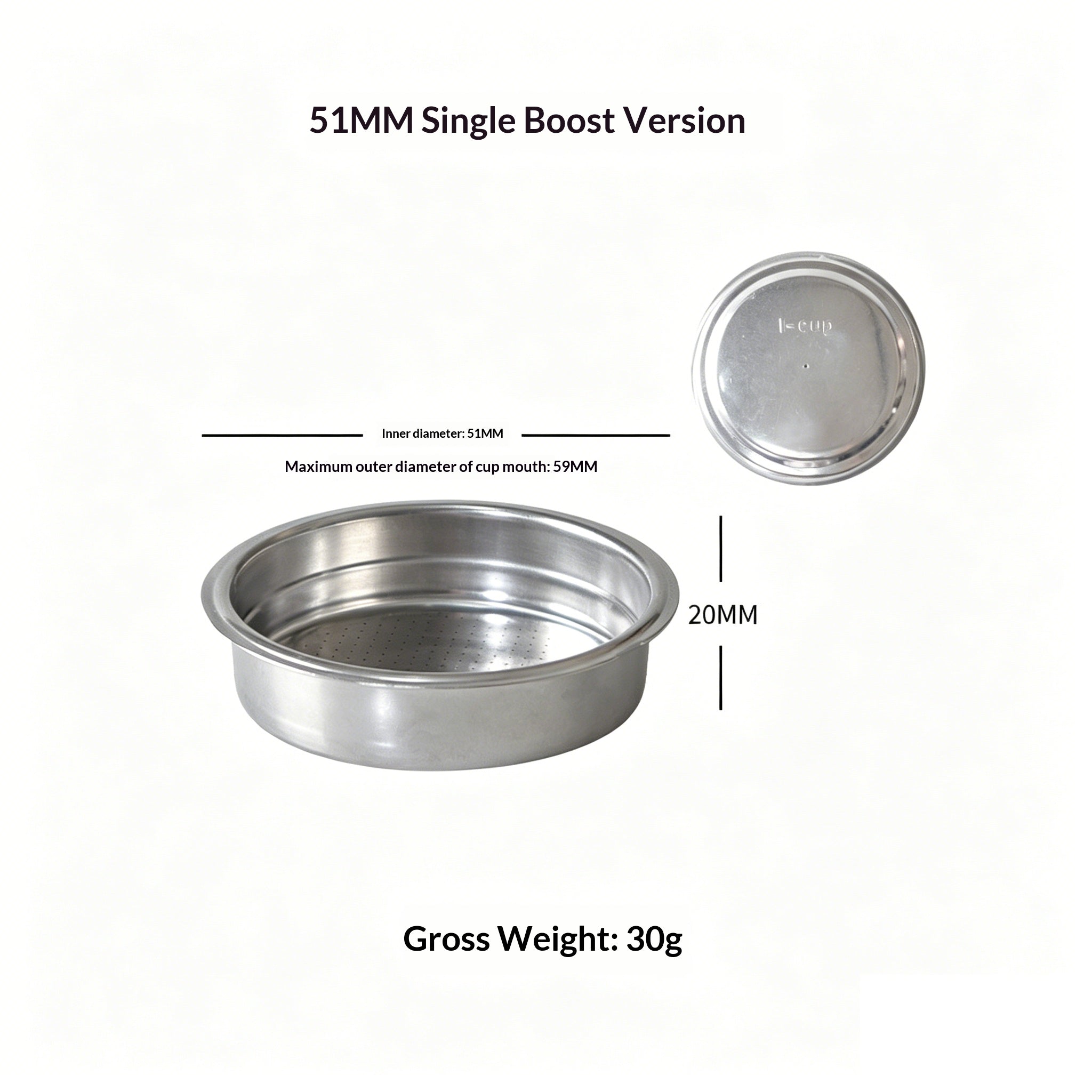 304 Stainless Steel Espresso Filter Basket – 51mm / 54mm / 58mm | Single & Double Shot Precision Portafilter Cup