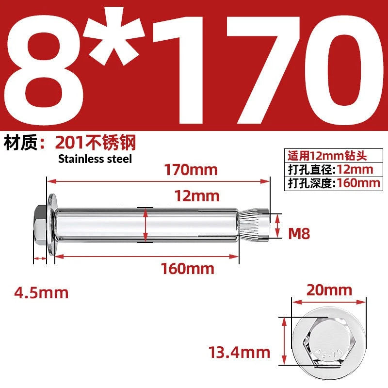 Stainless Steel Masonry Concrete Expansion Anchor Bolt — M6 M8 M10 M12 M16 | 304 & 201 SS