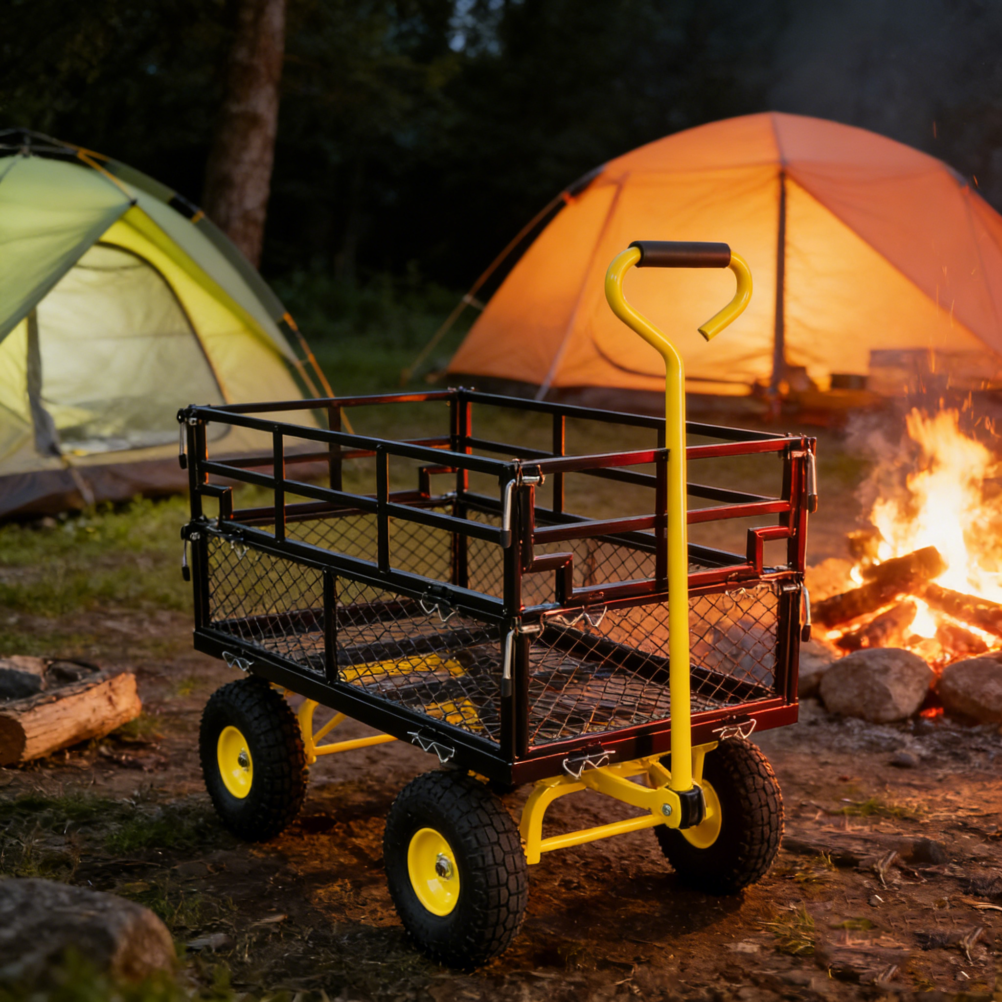 Wagon Cart Garden cart trucks make it easier to transport firewood Yellow+Black