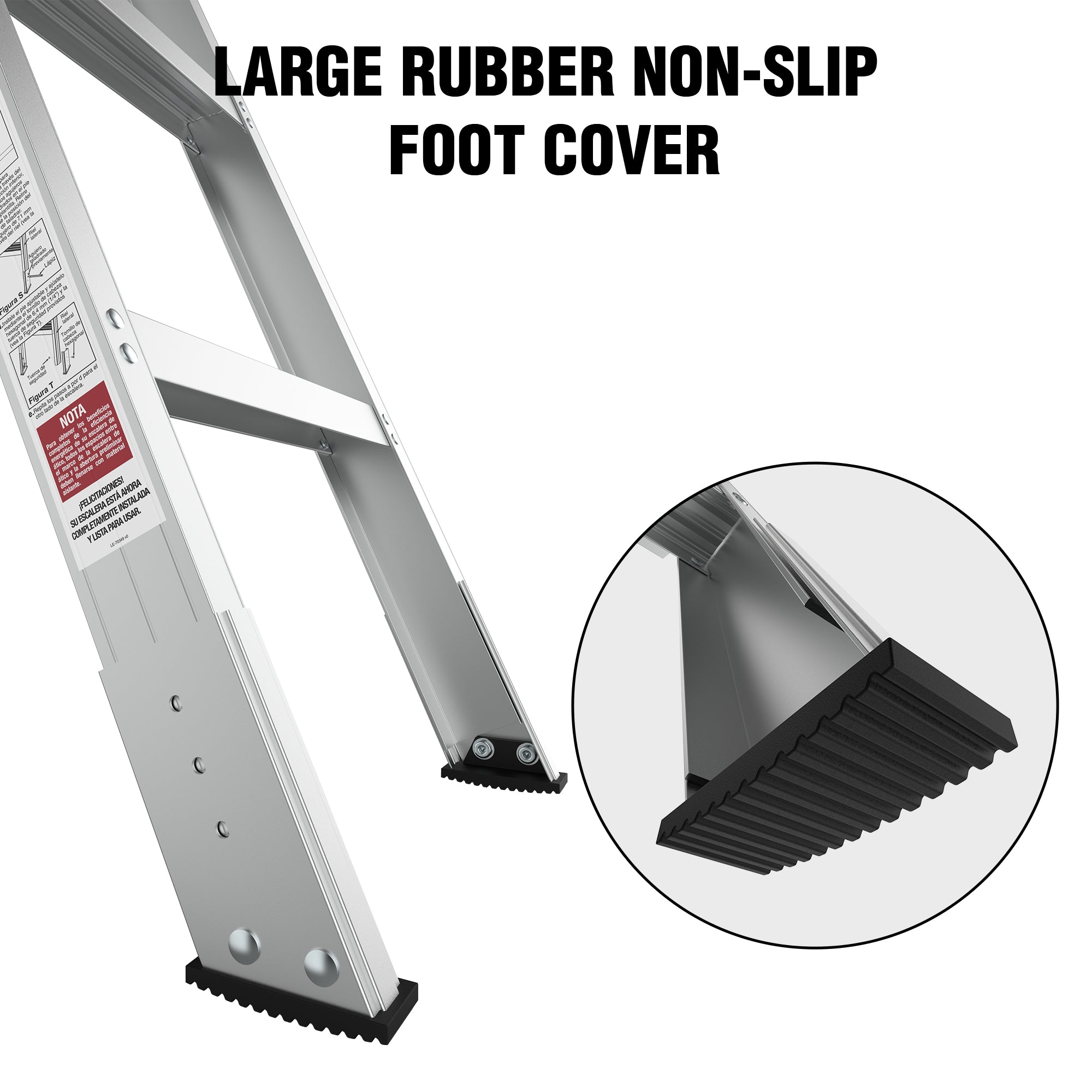 Pull‑Down Aluminum Attic Ladder with Insulated Zippered Cover – 22.5" x 54" Opening, Fits 7'8" to 10'3" Ceilings