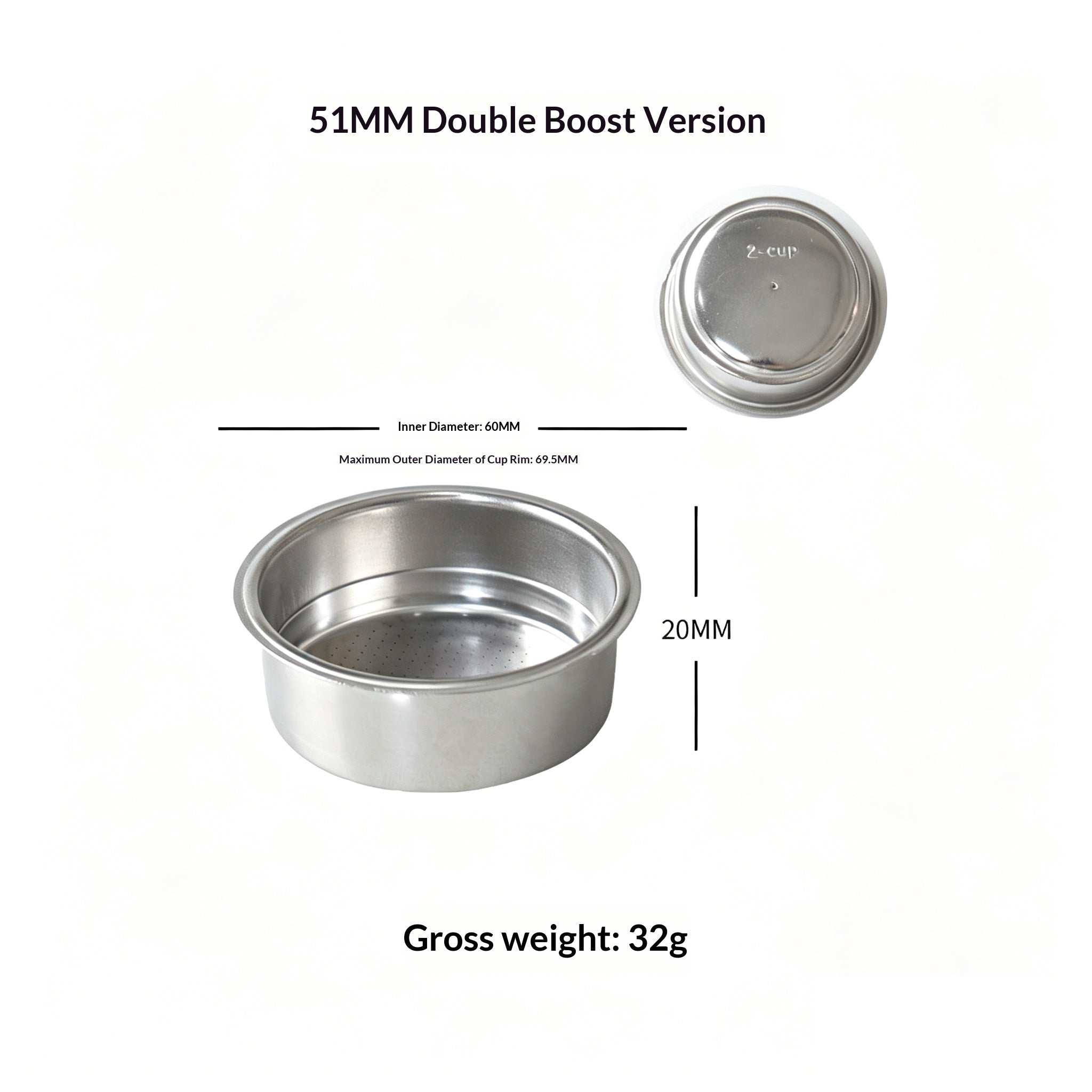 304 Stainless Steel Espresso Filter Basket – 51mm / 54mm / 58mm | Single & Double Shot Precision Portafilter Cup