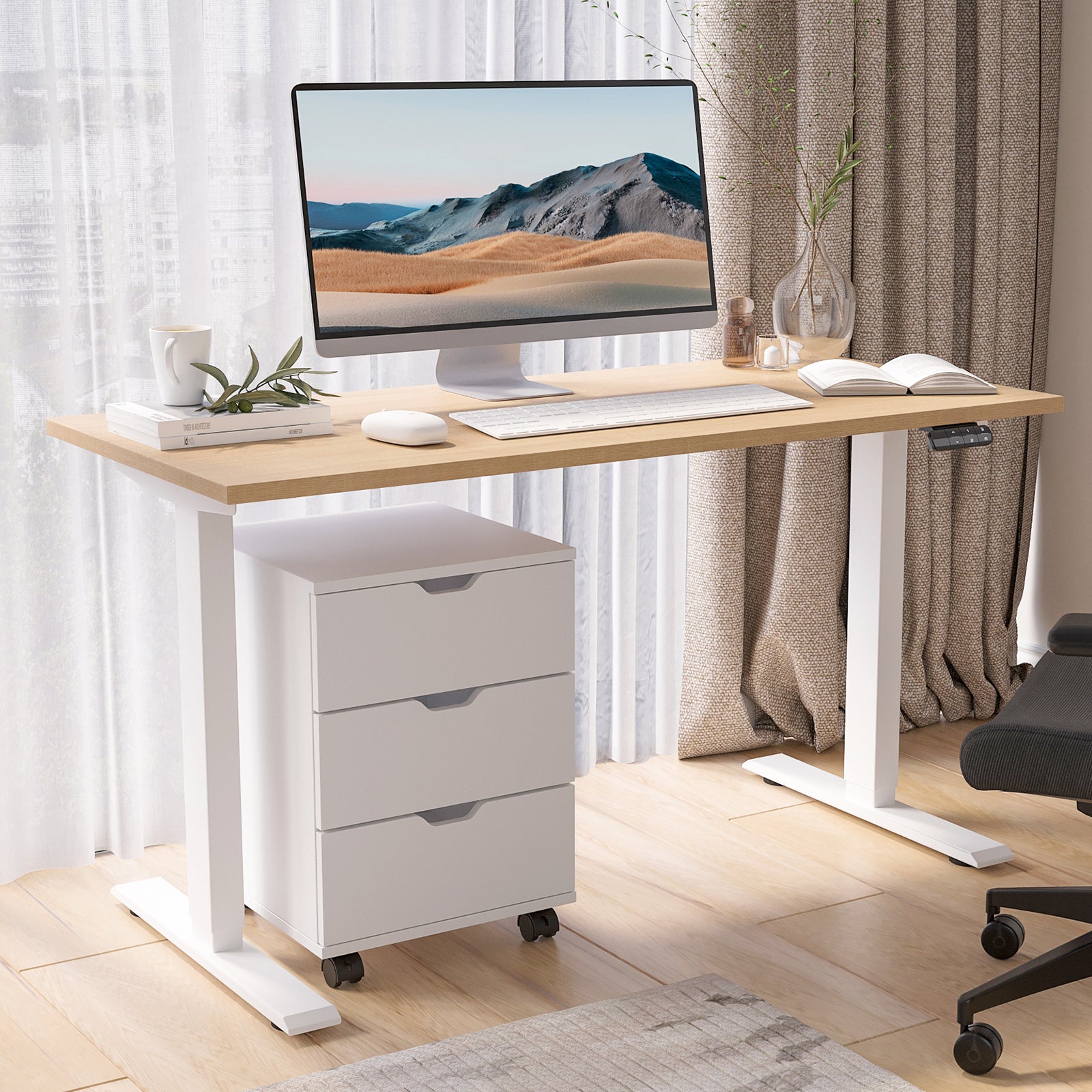 3-Drawer Vertical Filing Cabinet Rolling Wood Mobile File Cabinets Under Desk for Home Office with Casters (Non-Assembled)