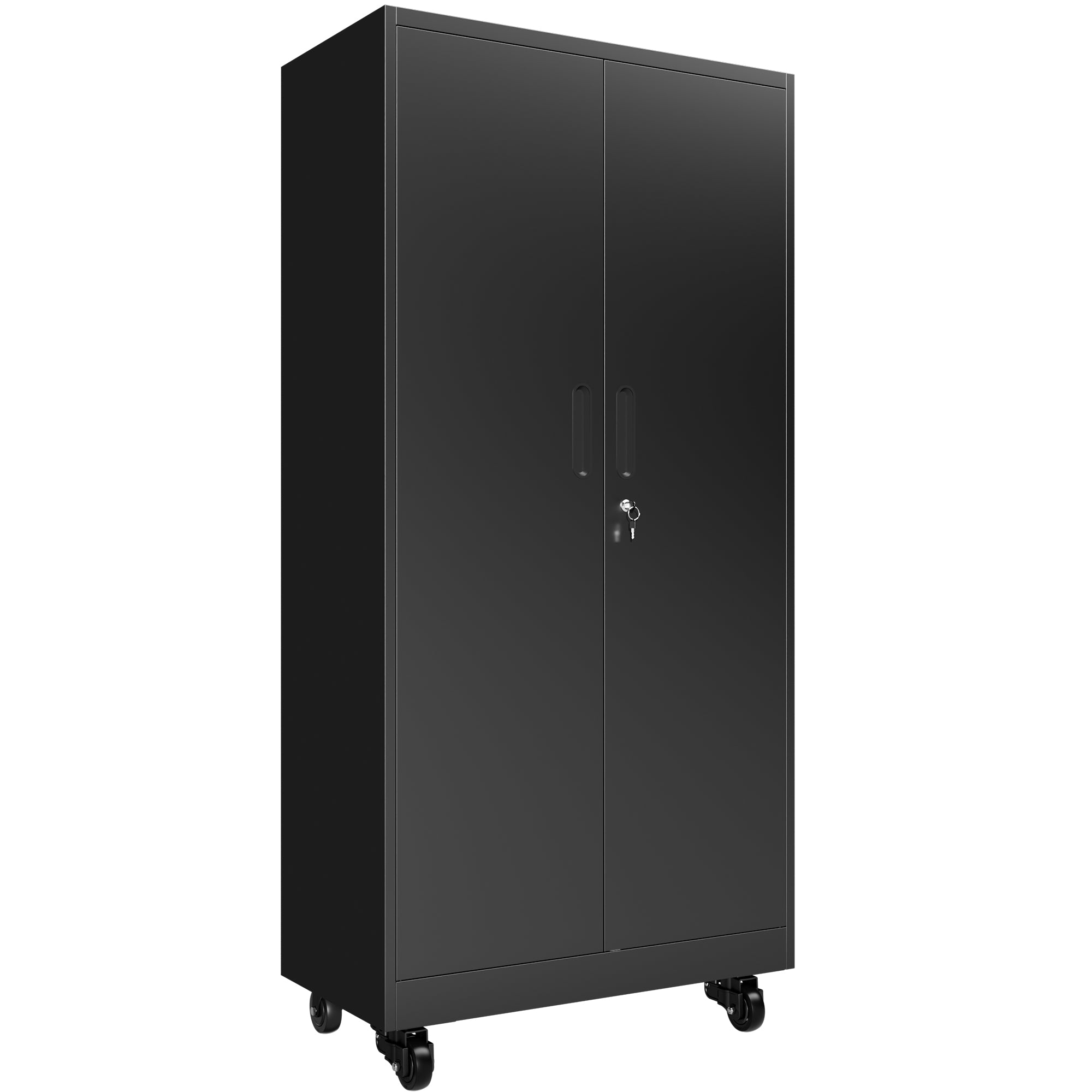 71" Lockable Metal Garage Storage Cabinet with Pegboard Doors & Wheels, 4 Adjustable Shelves, 900 lb Capacity