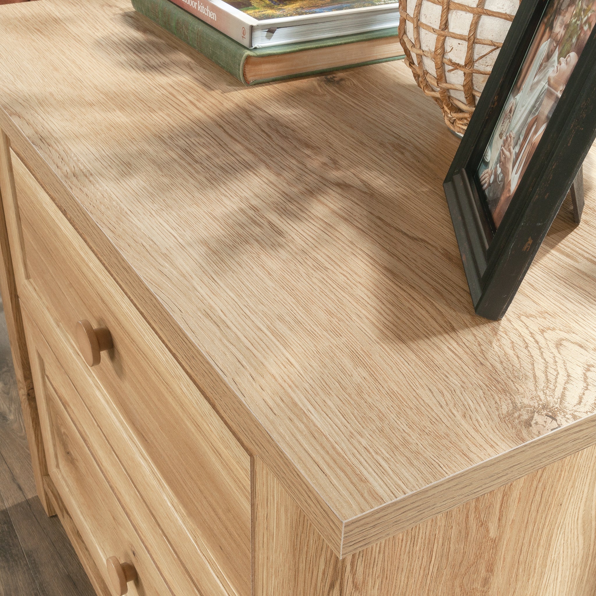 Lateral File with Farmhouse Style, Brown finish