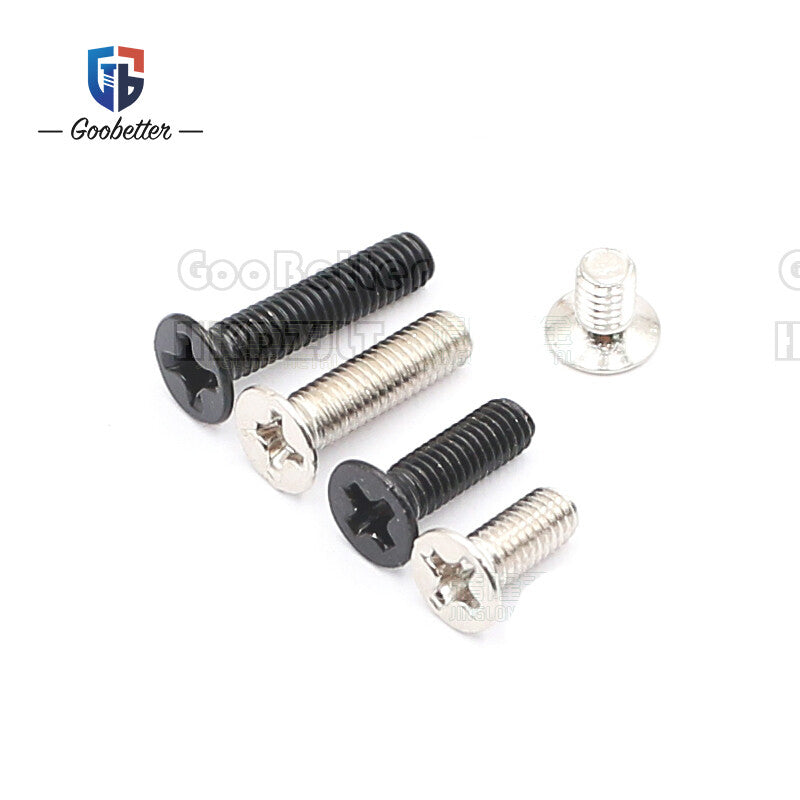 M2 & M3 Countersunk Pozidriv Machine Screws – Carbon Steel, Nickel or Black Zinc (3–22mm Overall Length)