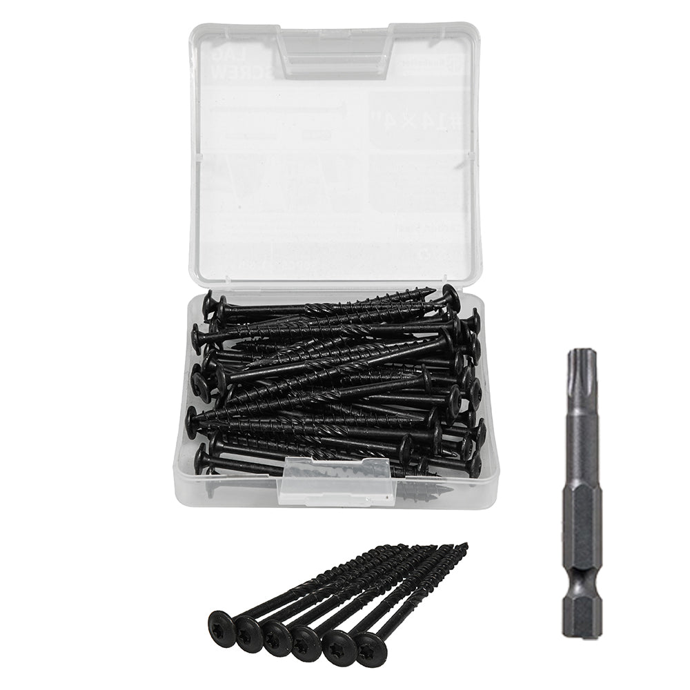 Black Lag Screw Torx Self Tapping Wood Screws Set with Bit 14x3" - HomeDIYer