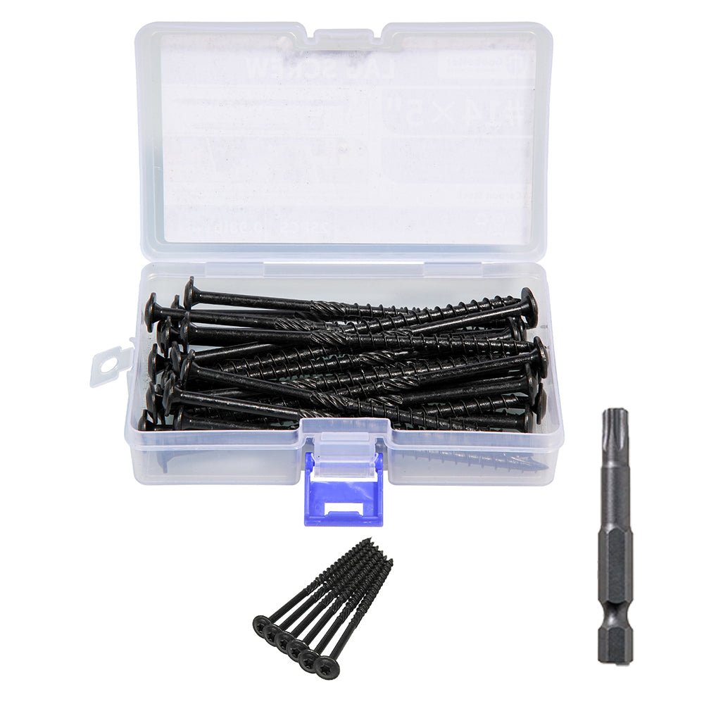 Black Lag Screw Torx Self Tapping Wood Screws Set with Bit 14x3" - HomeDIYer