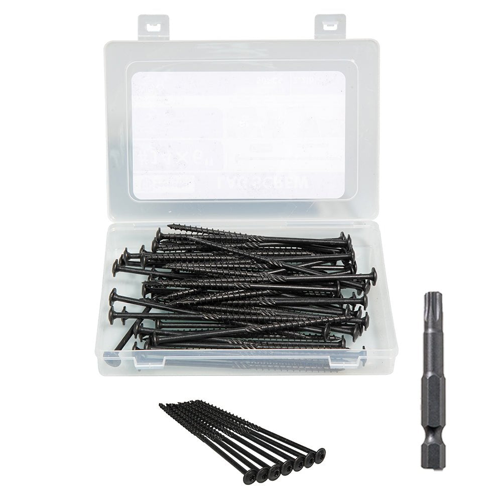 Black Lag Screw Torx Self Tapping Wood Screws Set with Bit 14x3" - HomeDIYer