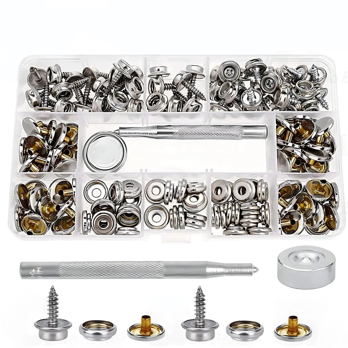 152 stücke Druckknöpfe Druckknöpfe Kit Druckknöpfe Werkzeug Set Heavy Duty 15mm