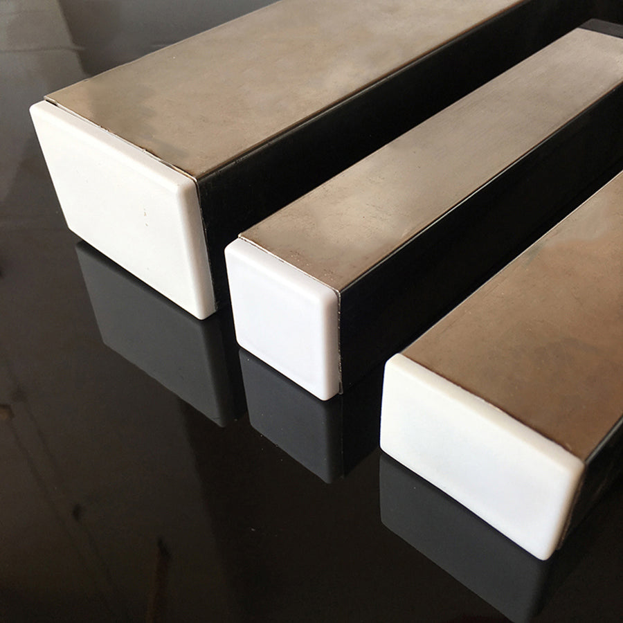 White rectangle plastic blanking end caps, secure-fitting tube pipe inserts for insulation & sealing