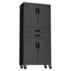 71" Metal Garage Storage Cabinet with Two Drawers, Pegboard Door, Locking Doors & Rolling Wheels, 720 lb Capacity