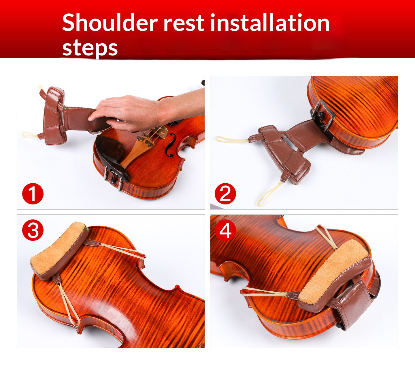 Deinmei Sheepskin Violin Shoulder Pad & Chin Rest Cushion – Breathable, Pressure‑Relieving (4/4 to 1/16, Brown/Black)