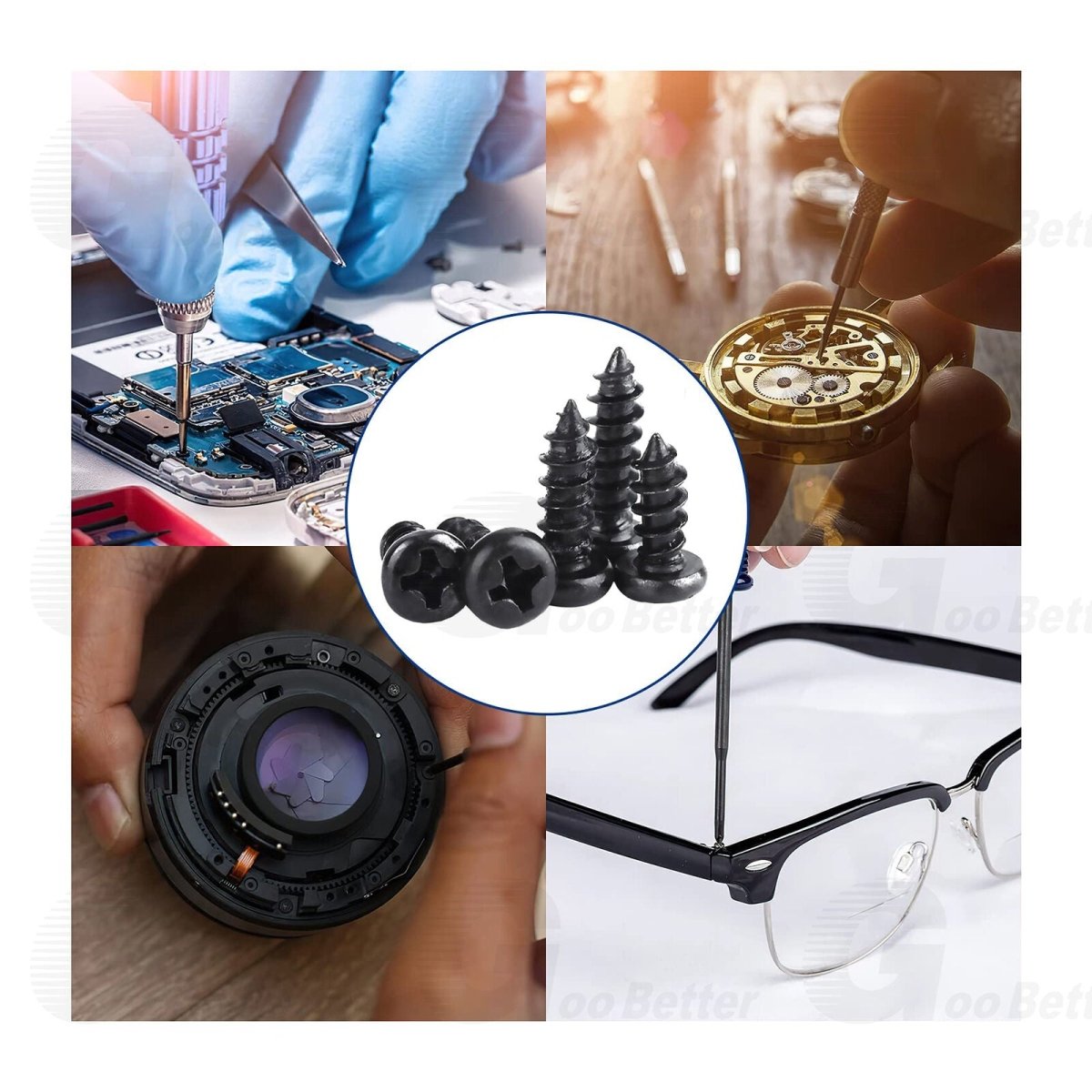 500pcs M2 M2.3 M2.6 M3 Phillips Pan Round Head Self - Tapping Screws Kits Black - HomeDIYer