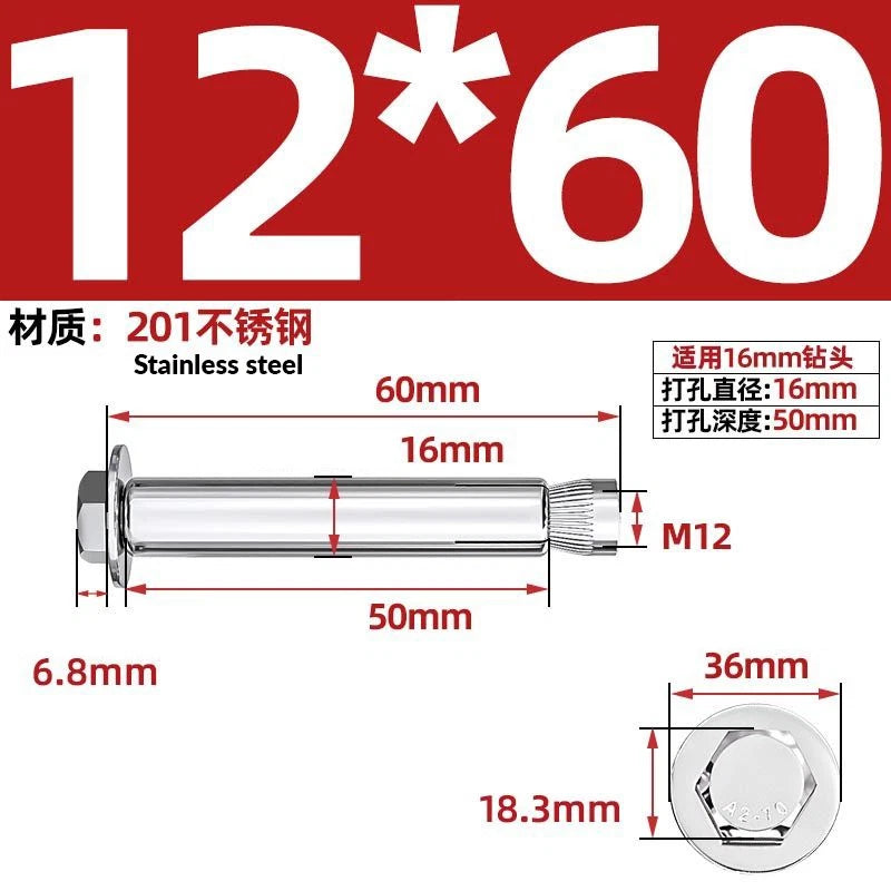 Stainless Steel Masonry Concrete Expansion Anchor Bolt — M6 M8 M10 M12 M16 | 304 & 201 SS
