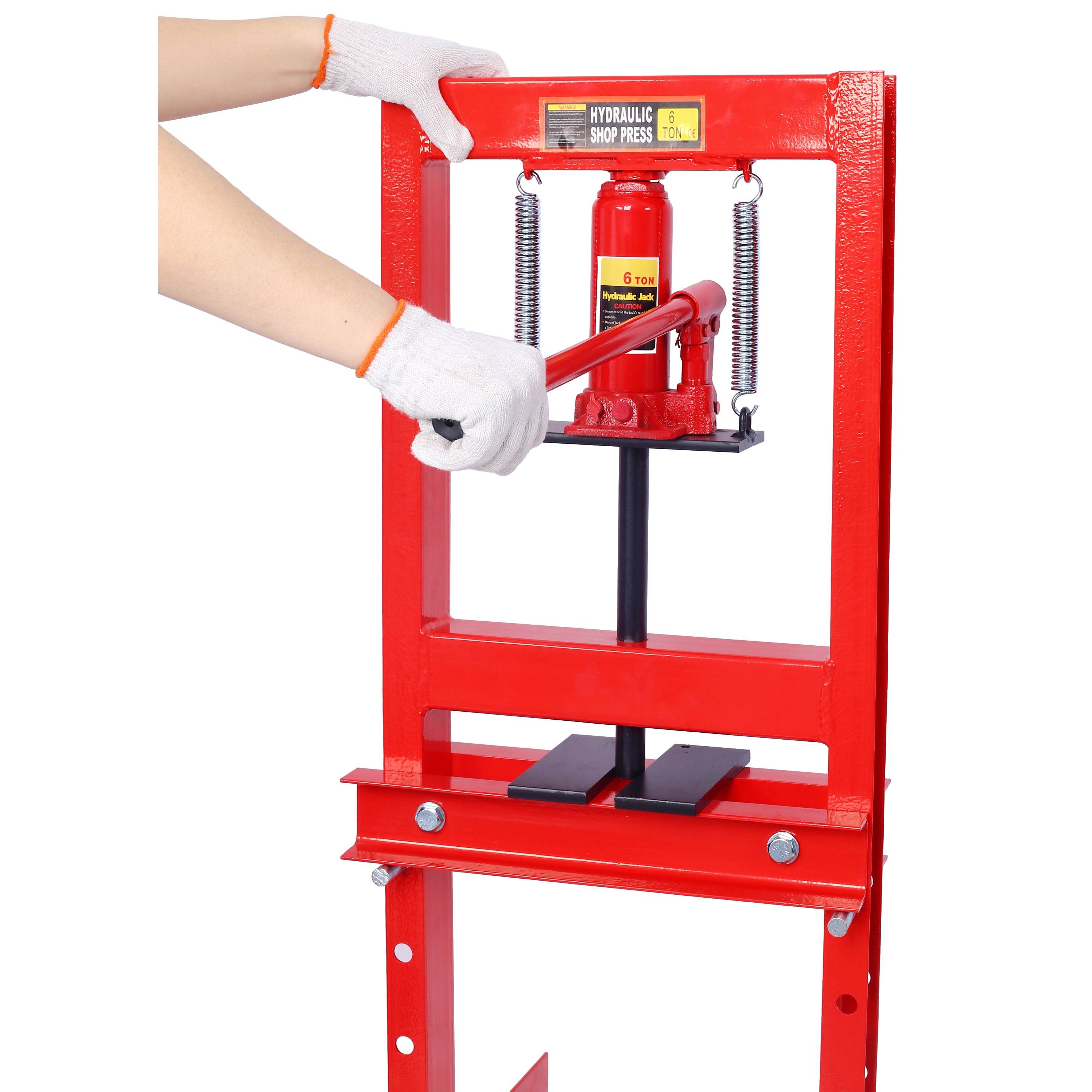 Hydraulic 6 Ton H-Frame Garage Floor Adjustable Shop Press with Plates, 6T, black