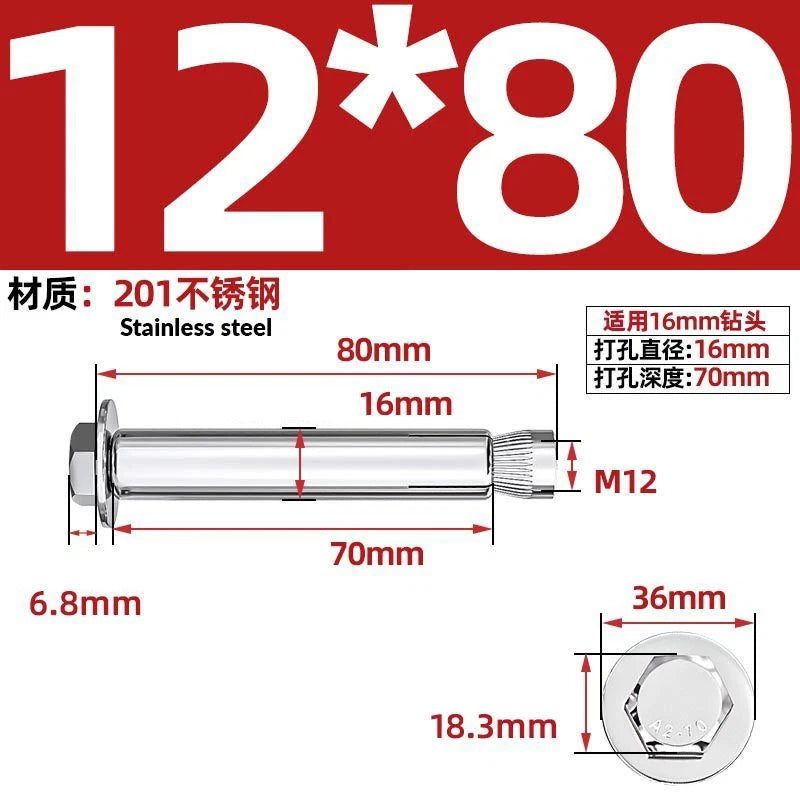 Stainless Steel Masonry Concrete Expansion Anchor Bolt — M6 M8 M10 M12 M16 | 304 & 201 SS