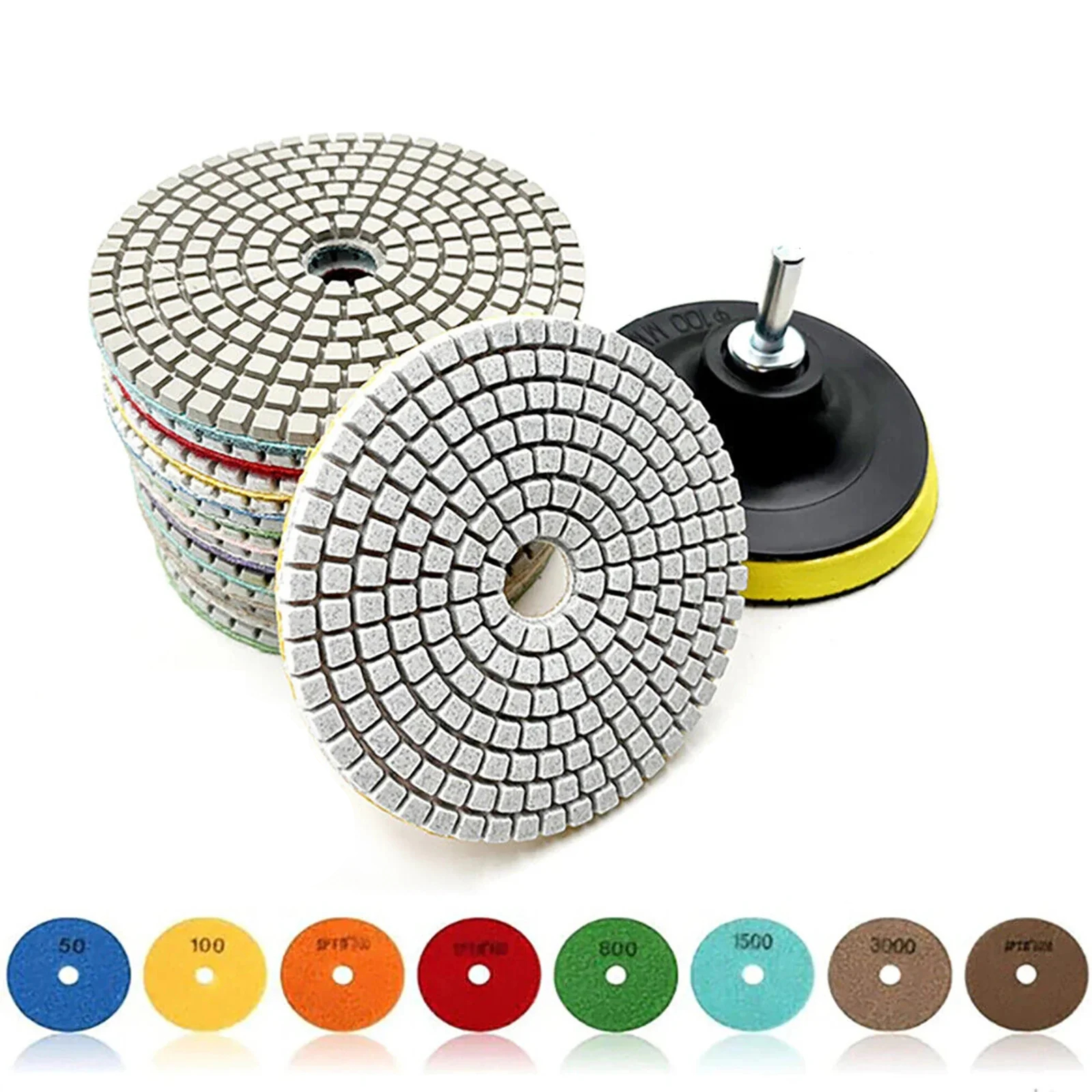 14Pcs 100mm 4" Diamond Polishing Pads Wet Dry Set Kit For Concrete Marble Tile