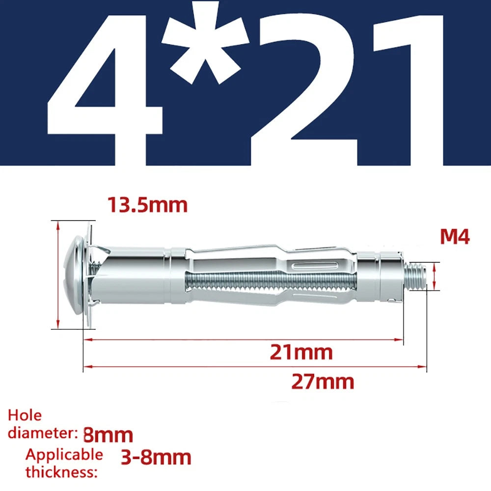 M4–M8 Metal Drywall Expansion Bolts | Hollow Wall Anchors for Plasterboard & Drywall
