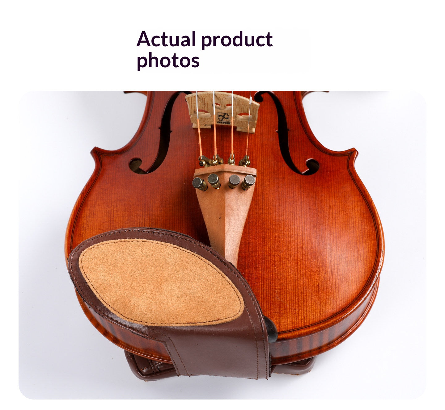 Deinmei Sheepskin Violin Shoulder Pad & Chin Rest Cushion – Breathable, Pressure‑Relieving (4/4 to 1/16, Brown/Black)