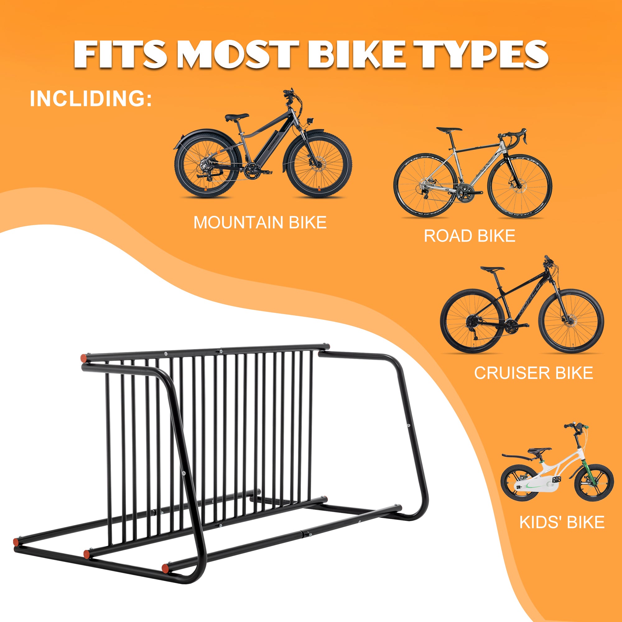 10-Bike Floor Bike Rack – Heavy-Duty Freestanding Metal Bicycle Storage for Garage, Storefront & School