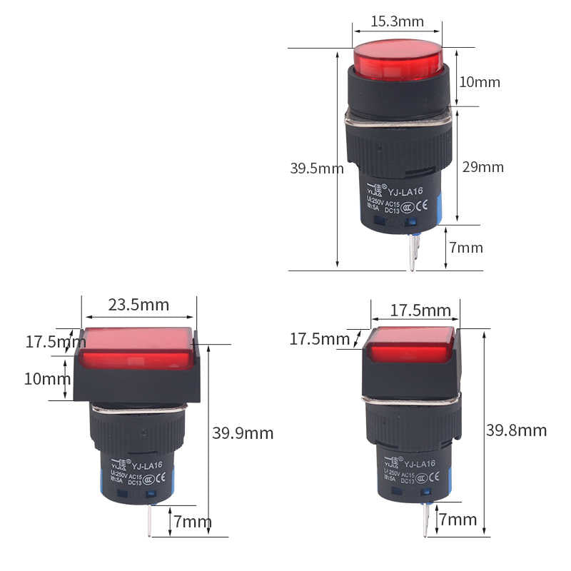 16mm Round/Square/Rectangular Push Button Switch Momentary/Latching 5 Colors Red - Blue - HomeDIYer