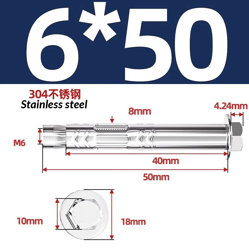 Stainless Steel Masonry Concrete Expansion Anchor Bolt — M6 M8 M10 M12 M16 | 304 & 201 SS