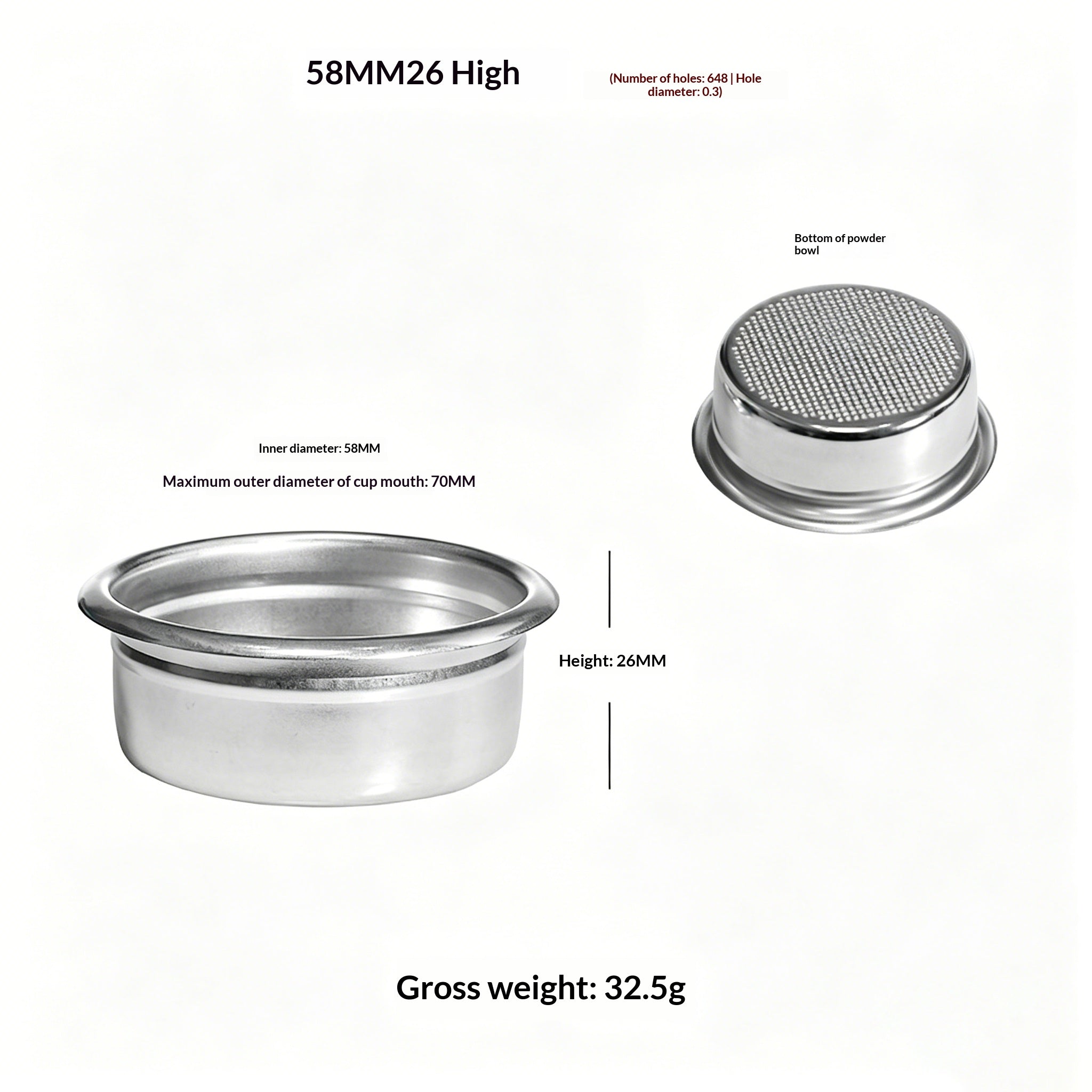 304 Stainless Steel Espresso Filter Basket – 51mm / 54mm / 58mm | Single & Double Shot Precision Portafilter Cup