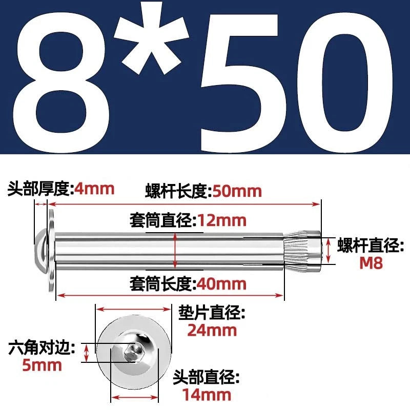 Stainless Steel Expansion Bolts Rawl Bolts for Concrete & Masonry — M6 M8 M10 M12