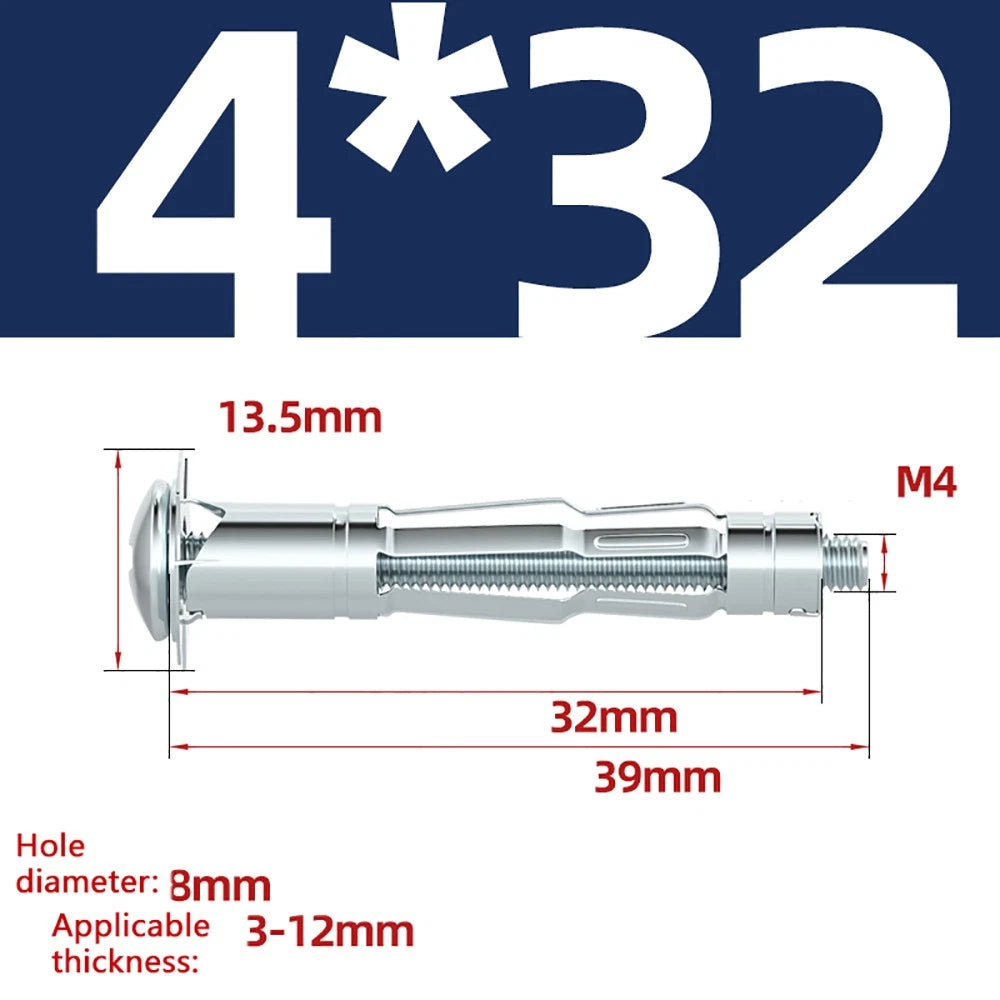 M4–M8 Metal Drywall Expansion Bolts | Hollow Wall Anchors for Plasterboard & Drywall