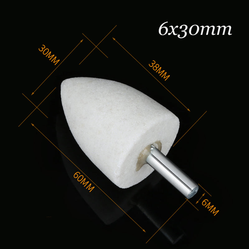 White Corundum Grinding Bit Buffing Sanding Polishing Burr Rotary Tool 6mm Shank